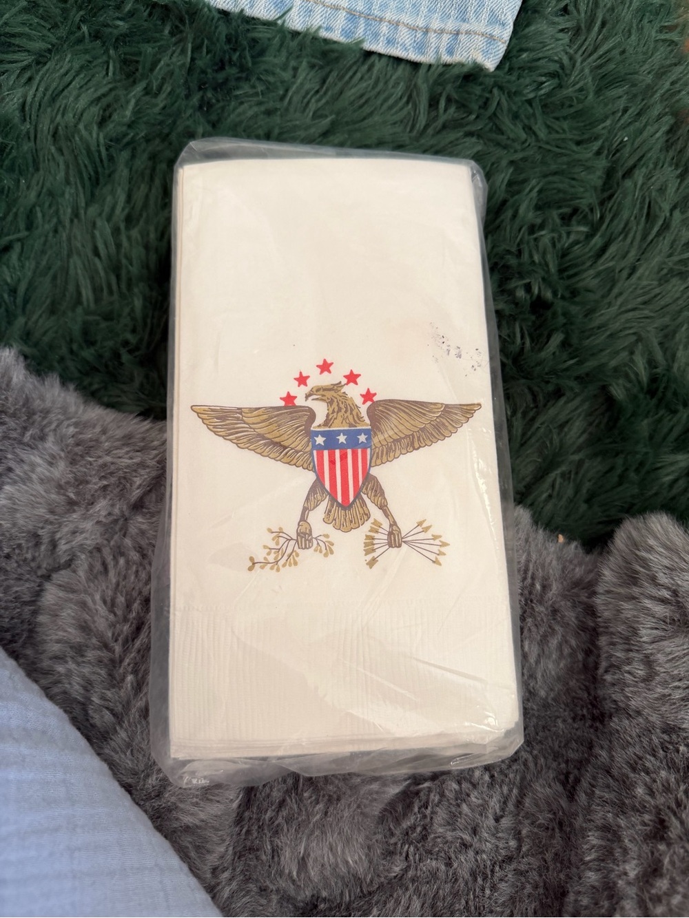 3/$25 ✨ Vintage Contempo Patriotic Eagle Guest Towels Napkins NOS 15 Count